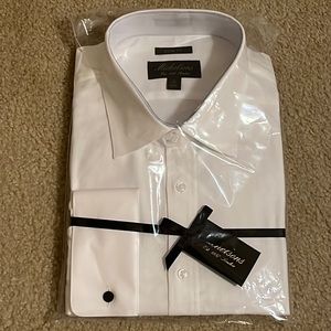 NWT Michelsons slim fit tuxedo cuffed shirt 18 34/35